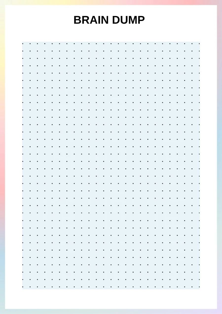 ADHD planner brain dump page with a full dotted grid to empty your head