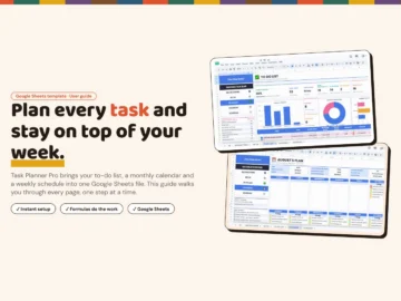 Task Planner Pro for Google Sheets with to-do list, calendar and weekly schedule